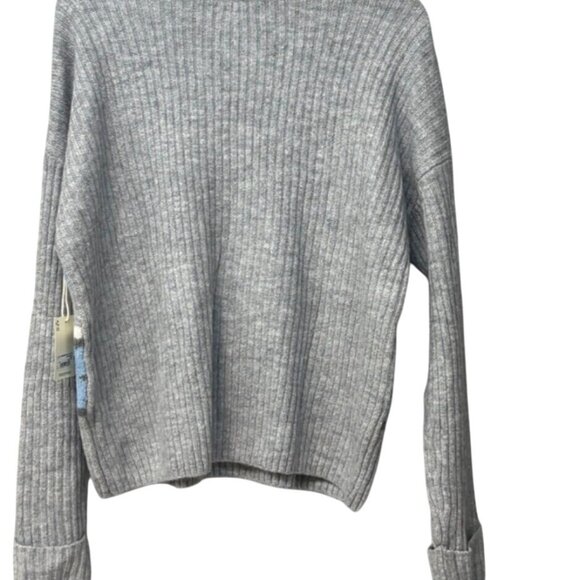 a.n.a. Women’s Nordic Pattern Crew Neck, Mixed Stitch sweater, Blue/Gray Sz. L - Picture 4 of 12